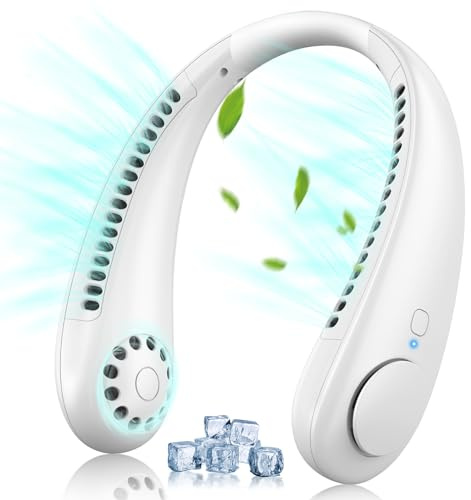 Timiyou Ventilador de Cuello Portátil Silencioso, Ventiladores de Cuello sin Aspas Manos Libres, 360° Flujo de Aire, USB Ventilador Portátil Para Viajar, Hogar, Oficina, Regalo