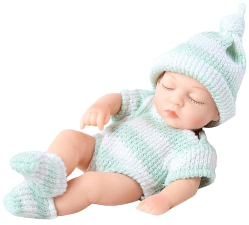 JAWSEU Poupées Bebe, 18cm Bebe Reborn Silicone Poupée Bébé Reborn Poupee Reborn Fille Realiste Nouveau-Né avec Vêtements Lavable Poupee Reborn Endormie Jouet Cadeau pour Enfant Fille Garçon