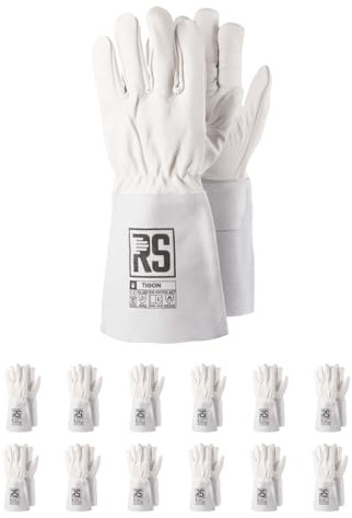 RS TIGON Schweißerhandschuh MontageHandschuhe aus Rindsleder/Größe 10, 12 Paar/Weiß/Arbeitshandschuhe Leder/Lederhandschuhe Schutzhandschuhe/Zum TIG-Schweißen