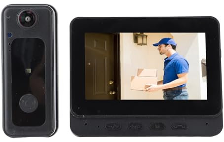 KKPLZZ Timbre inalámbrico con cámara de Video 1080P HD Gran Angular visión Nocturna 2 de conversación Inteligente WiFi Video Timbre con Monitor para vigilancia del hogar