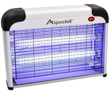 ASPECTEK Lámpara Antimosquitos Interior 2800V, 20W con Luz UV, Atrapa y Mata Moscas, Trampa Eléctrica para Avispas y Mosquitos