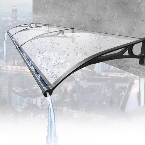 Gebogene Außenmarkise, Terrassen-/Verandamarkise, Regendach, Überdachungen, Haustürvordach mit Polycarbonatplatte und Aluminiumrahmen, Vorder-/Hintertürabdeckung, 60–120 cm Breite (120 x 250