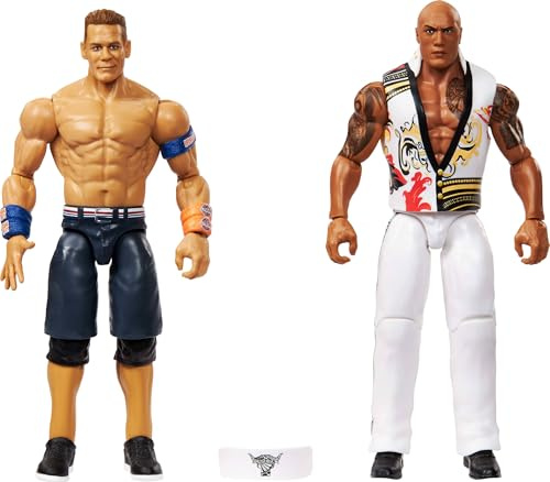 Mattel WWE Championship Showdown - Figuras de acción de 2 unidades con accesorio, serie #23 The Rock & John Cena, juego coleccionable de 6 pulgadas