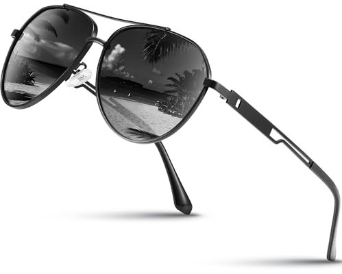 Wrimen Sonnenbrille-Herren-Damen-Polarisiert-Metallrahmen-Unisex-UV400-Schutz-Klassische Ultraleichte für Fahren,Angeln,Laufen & Outdoor(Grau)