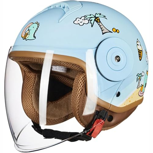 Casco Da Moto Elettrico Per Bambini, Mezza Calotta Omologata ECE, Casco Aperto Per Bambini Dai 2 Ai 14 Anni, Berretto Retrò Per Ragazzi E Ragazze. 4