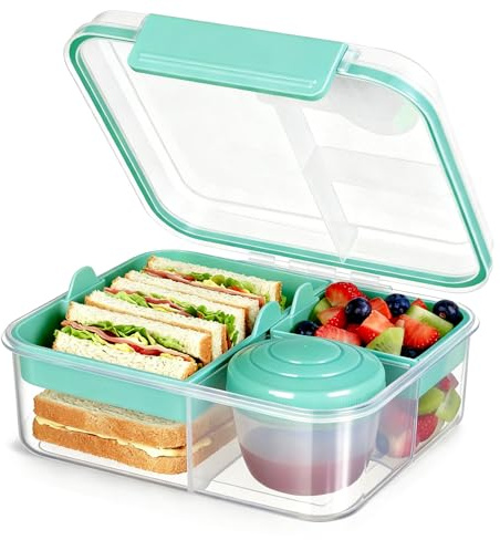 VINATO Porta Pranzo Portamerenda Bambina Scuola Lunch Box con Vasetto Portayogurt Igienico e Impermeabile per Bambini Adulti Ufficio Scuola Picnic 1650 ml Verde Chiaro