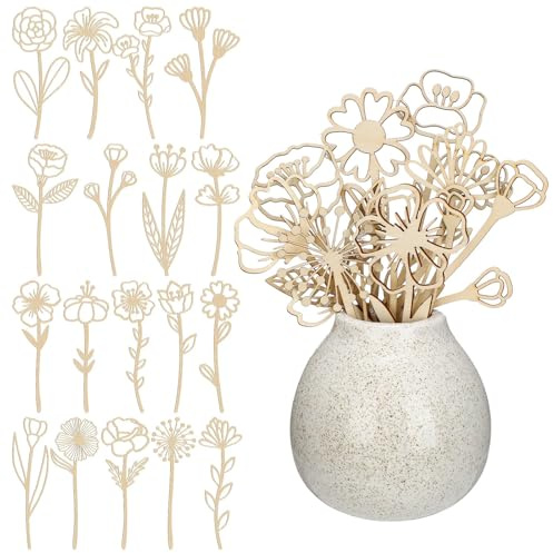 Fiori in Legno Decorativi da 18 Pezzi per Casa – Fiori Legno da Decorazione per Vaso e Tavolo, Decorazioni in Legno per Arredo Casa Moderno, Centro Tavola Moderno, Soprammobili in Legno per Soggiorno