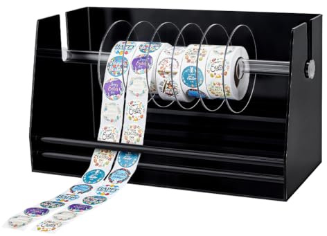 PH PandaHall Dispensador de etiquetas ajustables, 30 x 14 x 16,9 cm, dispensador de rollo de pegatinas acrílicas para accesorios escolares, escuela, hogar, oficina, escritorio, manualidades, etiquetas