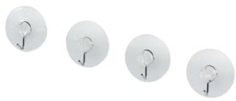 FACKELMANN Lot de 4 crochets muraux à Ventouse 4 Perchas Ventosa 28MM FM, Acero, Transparente, Gris