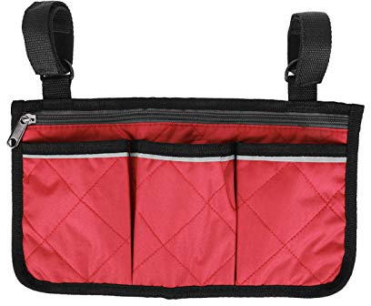 Bolsa para Silla de Ruedas Bolsa Lateral para Silla de Ruedas Bolsa de Transporte para Silla de Ruedas ,Bolsa de Organizador Multifuncional para reposabrazos(Vino Tinto)