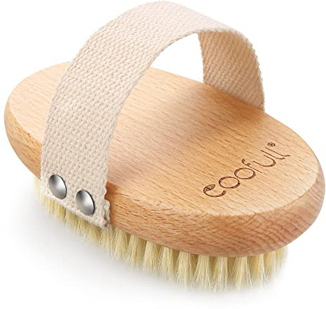 SURDOCA Peelingbürste Körperbürste Trockenbürste Naturborsten Holz Scrubber Rückenbürste mit Langem Stiel Badebürsten für Dusch Saunabürste Klosterbürste zum Entfernen Cellulite, Lymph (Ovaler Typ)