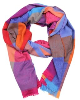 QUEEN HELENA Sciarpa Invernale Calda Scialle a Quadri Girocollo Casual Donna SC201 (Viola, Taglia Unica)