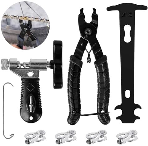 Libershine Fahrradkette Reparatur Set mit Kettennieter Fahrrad Kettenzange Fahrradkette Kettenlehre 4 Paar Fahrradketten Nieten für 6-11 Fach Fahrradkette Werkzeug Set für Rennräder Mountainbike