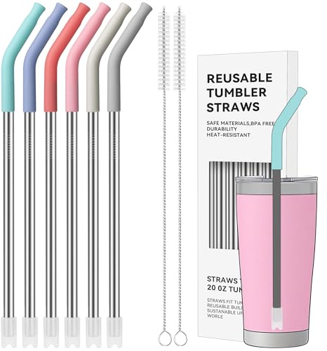 20 oz Straight Metal Straws with Silicone Tip for 20 oz Tumbler
