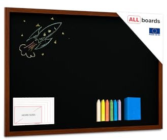 ALLboards Kreidetafel mit lackiertem Holzrahmen 150x100cm, Schwarz, Schreibtafel, Kreide + Zubehör-Set, Schreibtafel zum Aufhängen, Tafel schwarz, Tafel gastronomie, Wand Tafel Holz