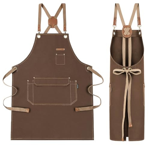 Genixart Cotton Apron Men Women - Kitchen Work Aprons Cooking, Grilling