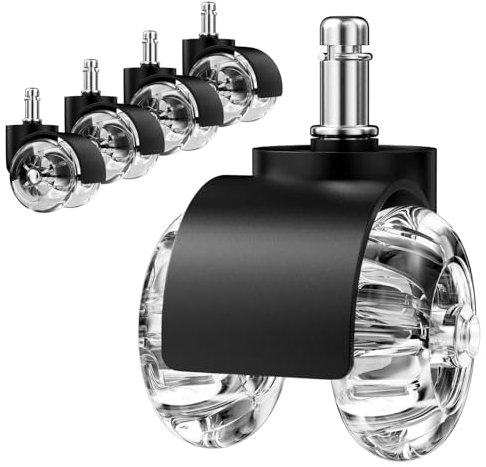 Newpop 5 Piezas ruedas silla oficina de Goma 11X 22MM, rueda silla gaming Diseño universal, Ruedas de Repuesto Universales Seguro Silenciosas y sin Arañazos para Todo Tipo de Suelos, Negro