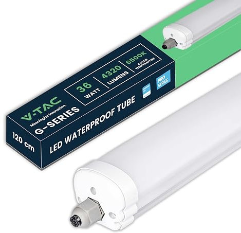 V-TAC Plafoniera LED da Soffitto Lineare Impermeabile - 120 CM - 36W - Chip Samsung - Lampada Rettangolare 4320 Lumen IP20 per Parete, Garage, Negozio - Tubo LED - Luce 6400K Bianca Fredda