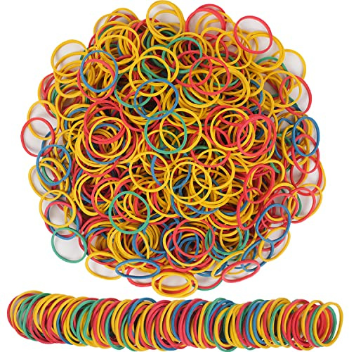 AOUOU Gummibänder, Nettogewicht: 190 g, ca. 740 Stück, bunt, elastisch, Größe 40 mm, Gummibänder, klein, für Bürobedarf, Schule, Zuhause