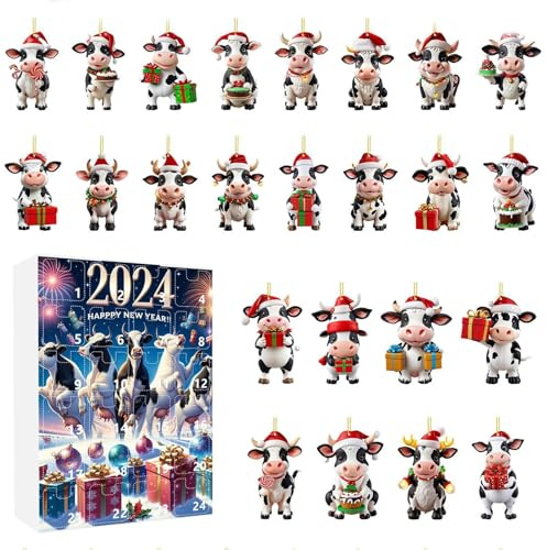 Calendario 'Avvento Ornamenti | 24 Giorni Ciondolo Conto alla Rovescia Natale | Sospensioni acrilico 2D per Membri Comunità Insegnanti Rafforzamento Familiare | Eventi Scuola Adolescente