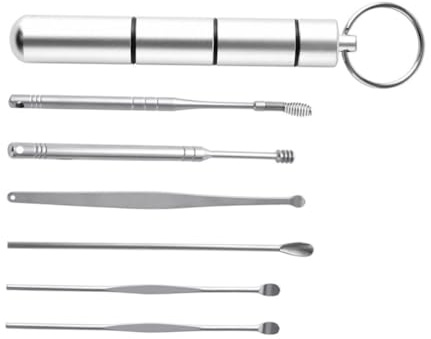 SOPOTUTU 6 piezas Kit de Limpieza de Oídos Acero Inoxidable Removedor de Cera Cuidado Seguro y Portátil para Higiene Auricular