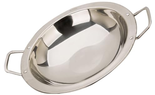 BAZEITFLOW Padella in Acciaio Resistente 26 CM Doppio Manico Pentola Multifunzione per Uso Quotidiano Adatta per Fornelli a Gas ed Elettrici per Cucinare Paella e Stufati