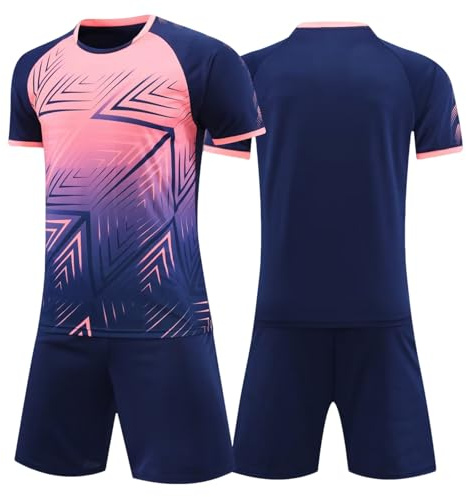 Tokeya Maglia Calcio Bambino, Asciugatura Rapida Set di Maglie e Pantaloncini 2 Pezzi, Traspirante Leggero Tuta da Allenamento Calcio Completo Sportivo Basket per Ragazzi 11-12 Anni, Blu Navy