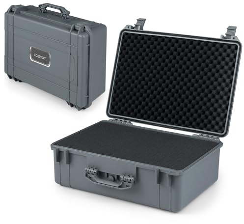 COSTWAY Valise Etanche pour Appareil Photo Coffret de Protection Universel Caméra, 56 x 44 x 22 cm avec Insert en Mousse, Étui Rigide Étanche Portable pour Électronique, Drone, camér, Gris (22 Pouces)