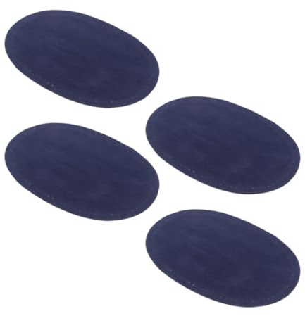 Outanaya 2 Pair Oval Reinforcement Patches for Elbows and Knees in Blue Fake Leather, Suitable for DIY Repair on Blazers, Sweaters, and Pants