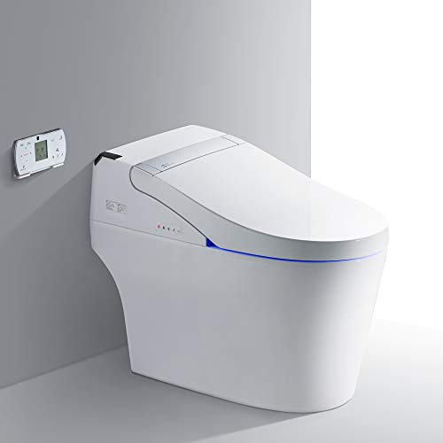 WOODBRIDGE B0960S Auto Flush, Auto Open & Auto Close, 1.28 GPF Single Flush Toilet with Smart Toilet Seat and Wireless Remote Control, Chair Height