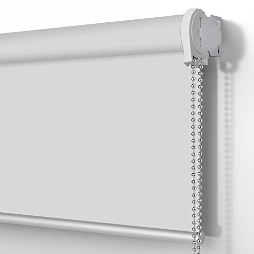SUAKY Window Blinds Blackout Roller Shades, Light Grey Custom Window Shades Elegant Roller Blinds, Energy Saving UV Protection Roller Shades for Windows, Doors, French Doors