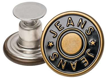 Reemplazo de Botón del Pantalón para Botones de 15-17 mm, Paquete de 40 Button de Perno para Jeans Ø 17 mm de Diámetro, Reparación de la Chaqueta de Mezclilla Pulsador de Clip, DIY