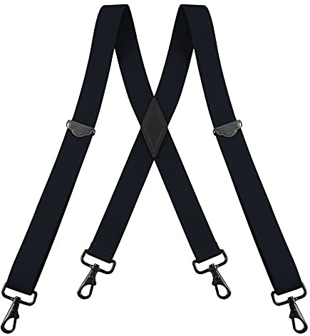 Buyless Fashion Suspenders for Men - 48 Adjustable Straps 1 1/4 - X Back with Black Hooks - 5141-Black