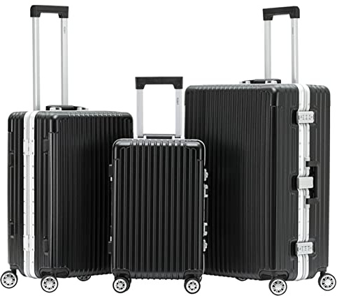 Flight Knight Premium Travel Suitcase - 8 Spinner Wheels - Built-in TSA Lock Lightweight Aluminium Frame, ABS Hard Shell Carry on Check in Luggage Highly Durable - Approved for Over 100 Airlines