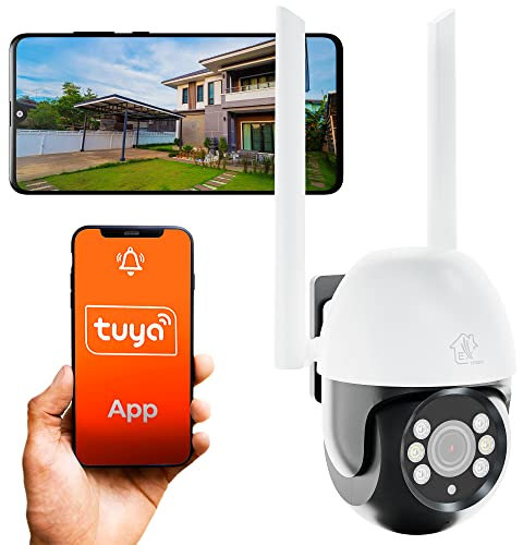 EXTRALINK Überwachungskamera Außen PERUN WLAN Kamera Tuya 1296P PTZ Wi-Fi 2.4GHz Außenkamera MicroSD 128GB Farb-Nachtmodus weiter Betrachtungswinkel intelligente Auto-Tracking Camera WiFi Micro USB