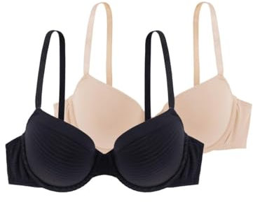 Dorina Louise-d-2pp Reggiseno Coppa, Nero/Beige, 6B (Pacco da 2) Donna