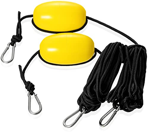 Lewtemi 2 Pcs 33 ft Marine Rope Kayak Buoy Float with Hook, Black