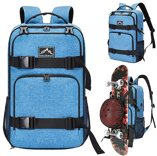 GoHimal Blue Skateboard Backpack, Laptop Bag - Multi-Sport Design for Men & Women, Modern, Anti-Theft