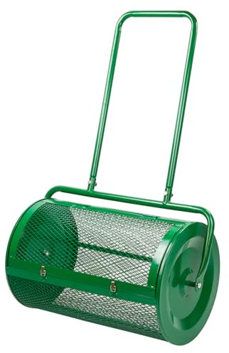 KCT 27 Inch Garden Lawn Compost Roller Spreader Top Dressing, 76L Peat Moss, Topsoil, Fertiliser Spread