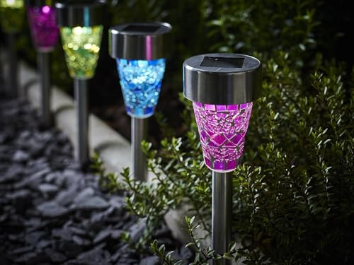 Solarize® 6 Pack Mosaic Shade Solar Garden Stake Lights, Border Pathway Decorative Landscape Lighting Border Patio