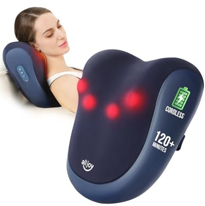 ALLJOY Massagegerät Nackenmassagegerät mit Wärmefunktion, Kabelloses Shiatsu Rückenmassagegerät, Massagekissen für Nacken Schulter Rücken mit 3D-Rotierenden Massageköpfen,Geschenke