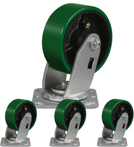 ASOMWLS 5 X 2 Caster Wheels Industrial Casters Set of 4 Heavy Duty, Polyurethane Swivel Casters with Load 4000lbs for Workbench Toolbox (4 Swivel)