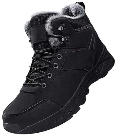 cardigans for women uk sale 2 pound items Mens Winter Boots Waterproof Warm Snow Boots Non-Slip Outdoor Trekking Shoes High Top Triners Lace Up Safety Boots Warm Fur Lined thermal boots mens