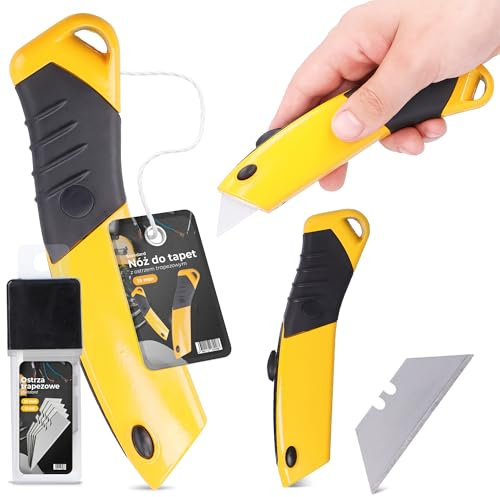 Couteau Tapis 19 mm Cutter Couteau À Paquet Carton Feuille Lame Trapèze Métallique À Film Universel Professionnel Multi-usage Multifonctionnel Avec 11x Lame