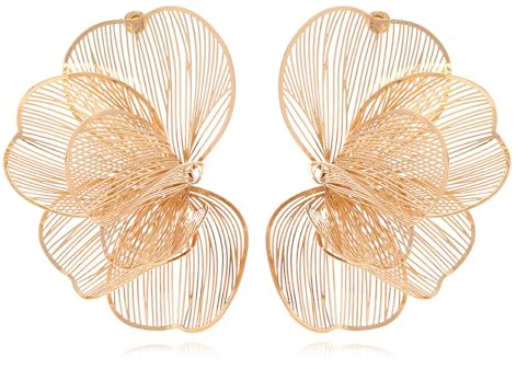 TTPSRY Ohrringe für Damen - Goldene Blumen - Große Multilayer Statement Flower Ohrringe - Hypoallergen - Modeschmuck - Boho - Party - Hochzeitsschmuck