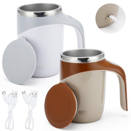 Reespring Tazza da caffè automescolante, magnetica ricaricabile per caffè, tè e latte - Confezione da 2 (Modello Combo 1)