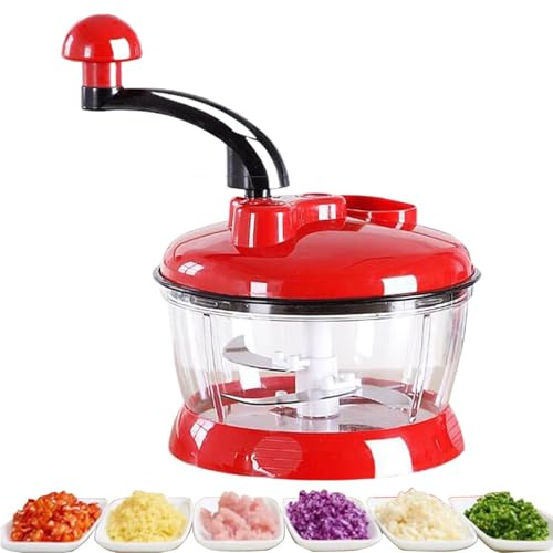 Tritatutto manuale da 2000 ml – affettaverdure con aglio a mano | tritatutto manuale | tritaverdure manuale con manico e copertura, adatto per cipolle, aglio, carote, frutta