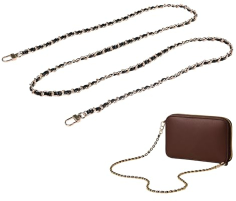 Cadena para Bolso, Cadena Bolso Dorada: Juego de 3 Cadenas Ajustables (30cm, 120cm, 140cm) en Dorado y Negro para Bolsos o Teléfono