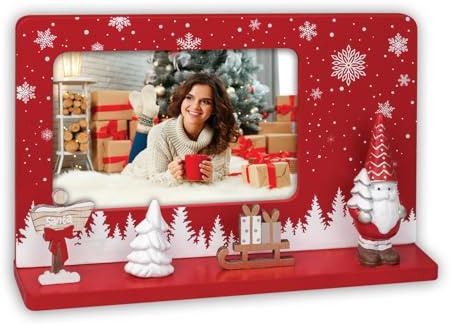 LolaPix Marco decorativo de madera. Marcos fotos 10x15. Portafotos. Decoración hogar. Decoracion navidad. Adornos navidad. Decoração de natal. Home decoration. Regalo personalizado con foto. Rojo