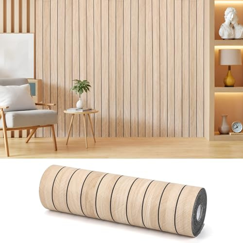 AILOOCEDI Thick Peel and Stick Slat Wall Panel Self-Adhesive 3D Wood Grain